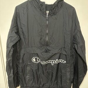 Champion /Pullover Windbreaker Hooded  Black / Size: Medium